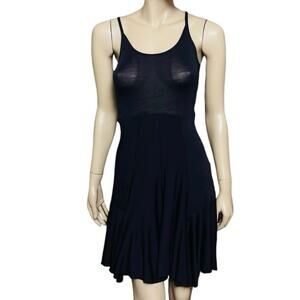 Morgane Le Fay Knit Jersey Mini Flare Skirt Dress Size Small in Dark Purple